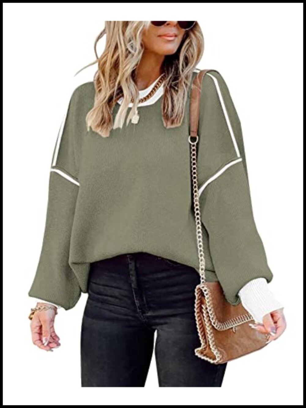 Oversized Colorblock Knit Pullover Sweater Women Batwing Sleeve Tunic Viscose